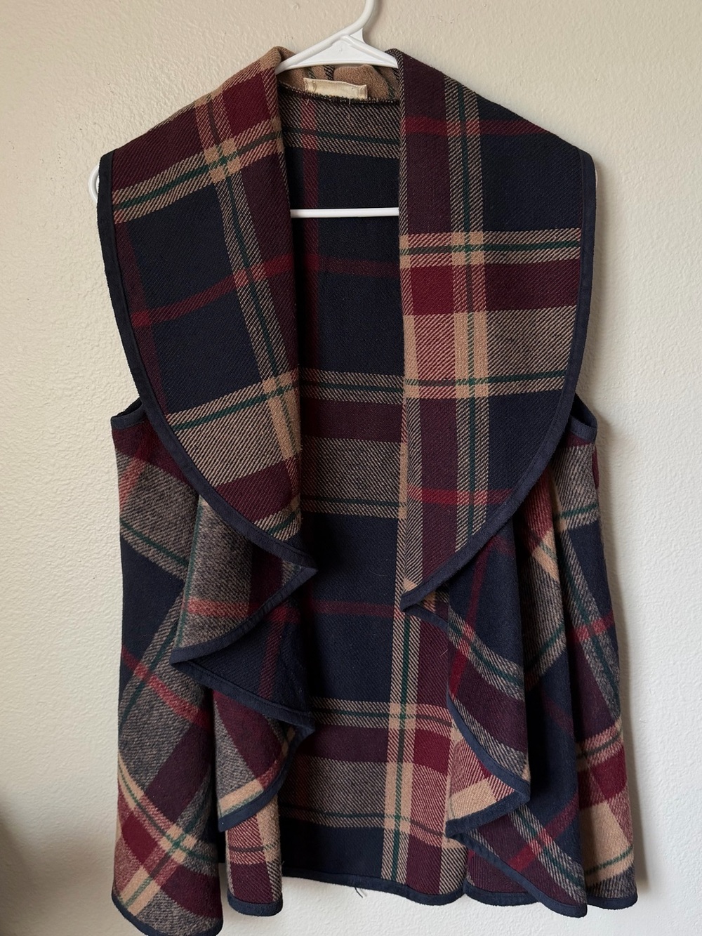 Altar’d State Plaid Draped Open-Front Shawl Vest Women’s M Western Fall - Picture 3 of 5